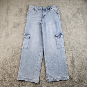 Y2K NOBO Wide Leg Cargo Baggy High Waist Utility Jeans Women's 4 Stretch Skater